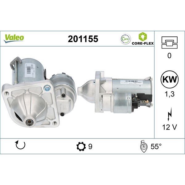 Startmotor 12V Valeo Valeo core-flex 201155 VALEO