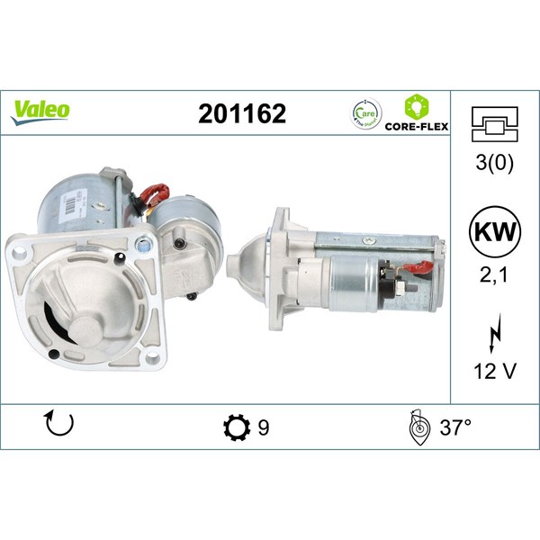Startmotor 12V Valeo Valeo core-flex 201162 VALEO