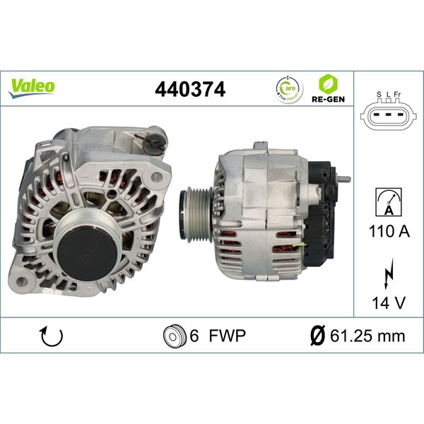 Generator 14V 110A Valeo 440374 VALEO