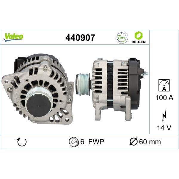 Generator 14V 100A Valeo 440907 VALEO