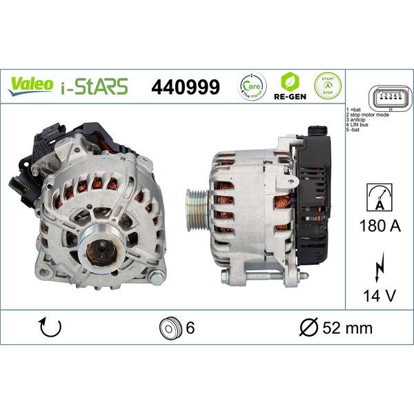 Generator 14V 180A Valeo 440999 VALEO