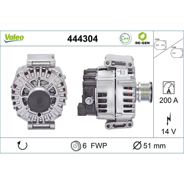 Generator 14V 200A Valeo 444304 VALEO