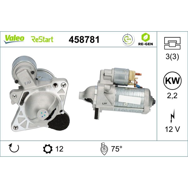 Startmotor 12V Valeo 458781 VALEO