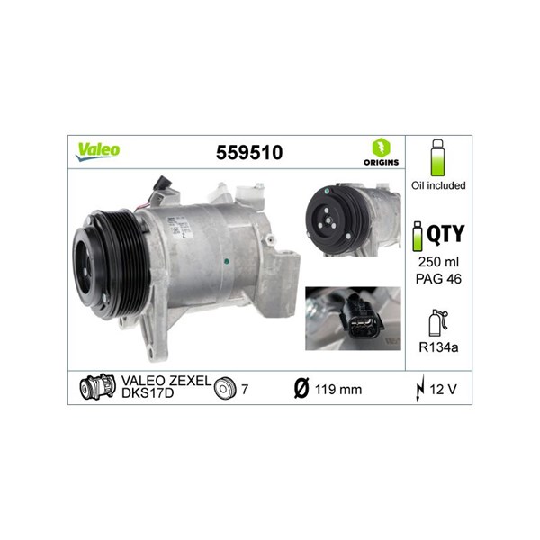 Kompressor, klimatanläggning 12V Valeo 559510 VALEO