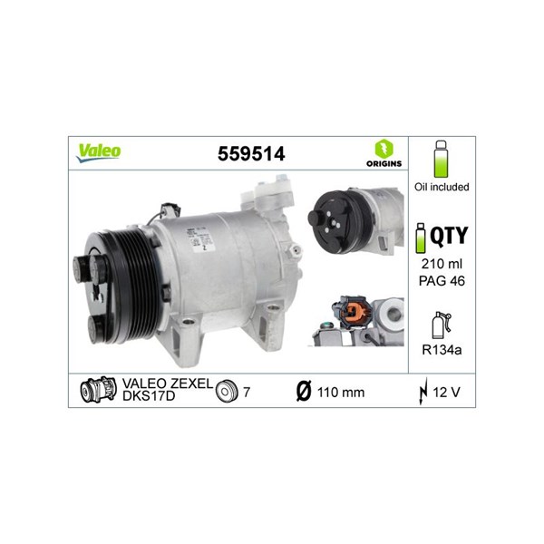 Kompressor, klimatanläggning 12V Valeo 559514 VALEO Kompressor, klimatanläggning 12V Valeo 559514 VALEO