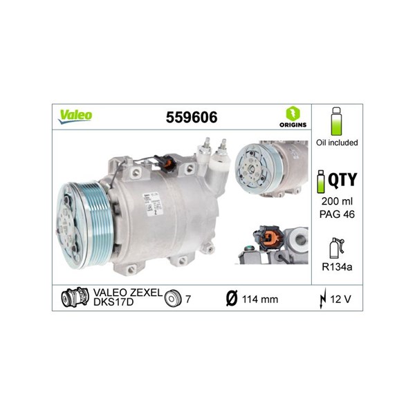 Kompressor, klimatanläggning 12V Valeo 559606 VALEO