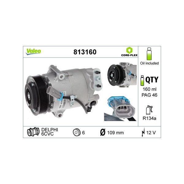Kompressor, klimatanläggning 12V Valeo Valeo core-flex 813160 VALEO Kompressor, klimatanläggning 12V Valeo Valeo core-flex 813160 VALEO