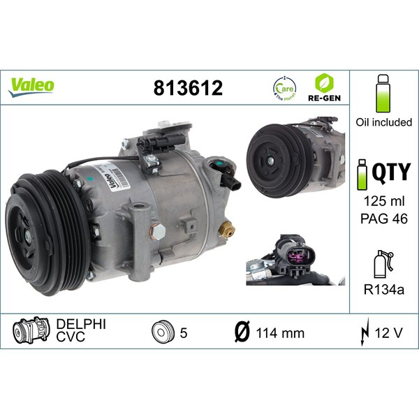 Kompressor, klimatanläggning 12V Valeo 813612 VALEO Kompressor, klimatanläggning 12V Valeo 813612 VALEO