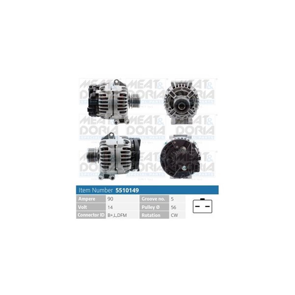 Generator 14V 90A Meat & doria 5510149 MEAT & DORIA