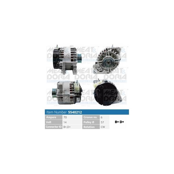 Generator 14V 70A Meat & doria 5540212 MEAT & DORIA