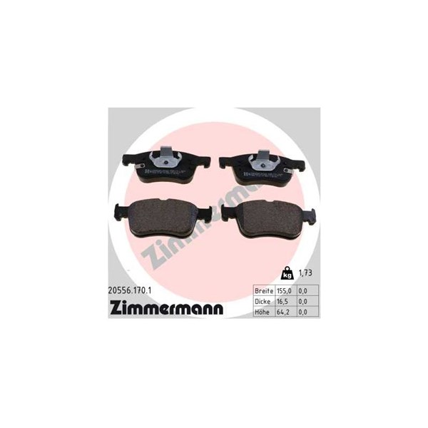 Bromsbeläggsats, Framaxel Zimmermann 20556.170.1 ZIMMERMANN