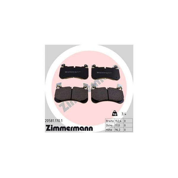 Bromsbeläggsats, Framaxel Zimmermann 20581.170.1 ZIMMERMANN