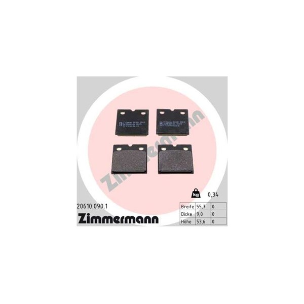 Bromsbeläggsats, parkeringsbroms, Bakaxel Zimmermann 20610.090.1 ZIMMERMANN