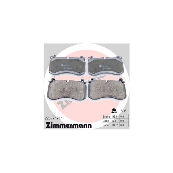 Bromsbeläggsats, Framaxel Zimmermann 22697.170.1 ZIMMERMANN
