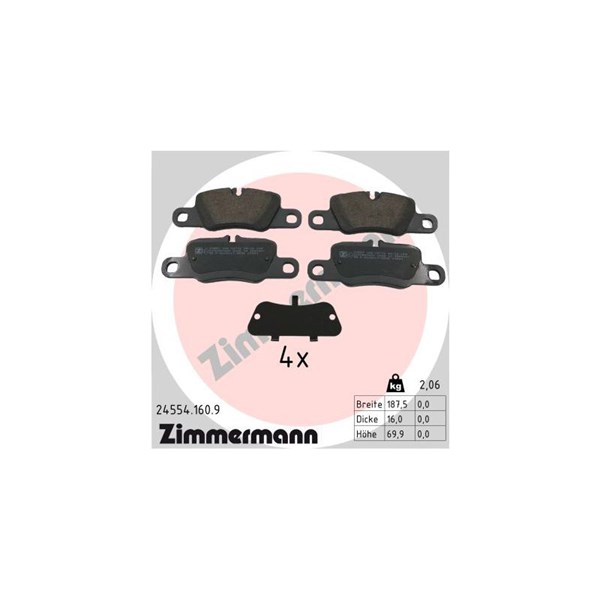 Bromsbeläggsats, Bakaxel Zimmermann Pb:z 24554.160.9 ZIMMERMANN