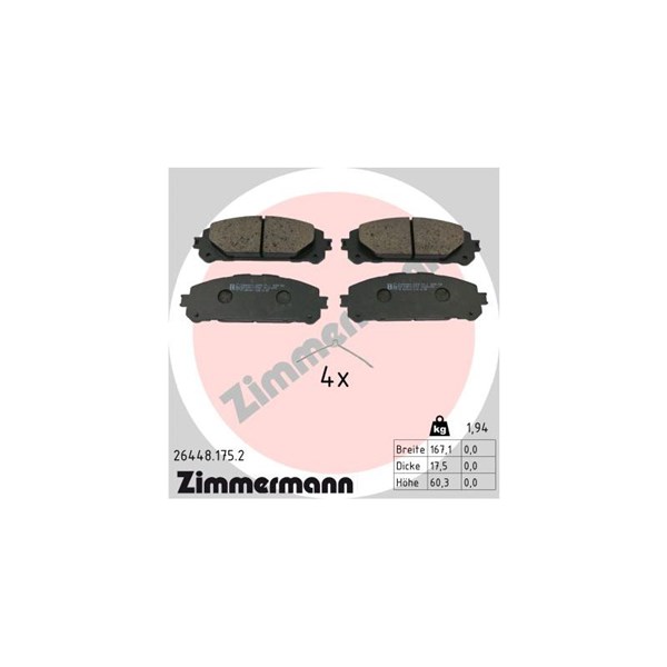 Bromsbeläggsats, Framaxel Zimmermann 26448.175.2 ZIMMERMANN