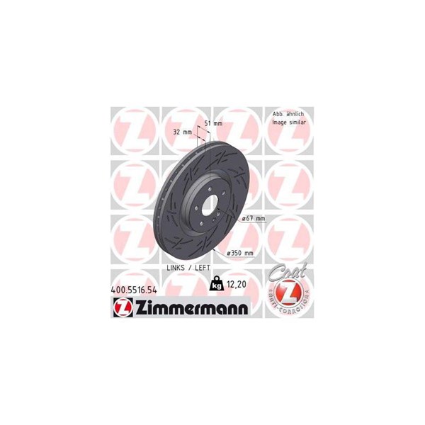 Bromsskiva Ventilerad, framaxel vänster Zimmermann 400.5516.54 ZIMMERMANN