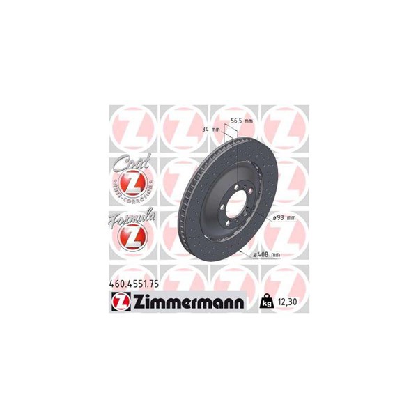 Bromsskiva, framaxel vänster Zimmermann 460.4551.75 ZIMMERMANN