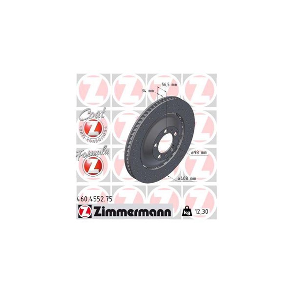 Bromsskiva, framaxel höger Zimmermann 460.4552.75 ZIMMERMANN