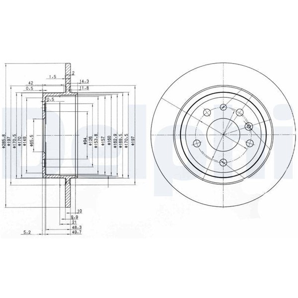 Bromsskiva Solid, Bakaxel Delphi BG3908C DELPHI