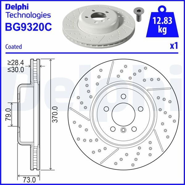 Bromsskiva Slitsad/hålad, Framaxel Delphi BG9320C DELPHI