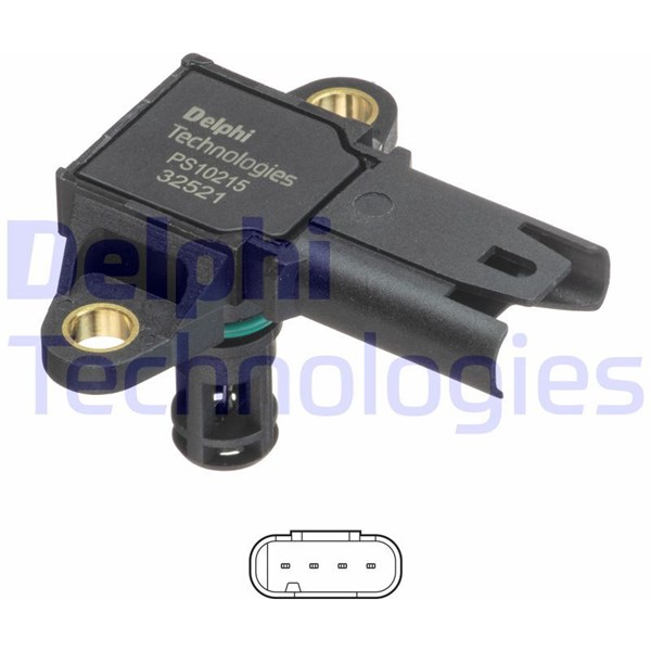 Sensor, insugstryck, Tvåsidig Delphi PS10215 DELPHI