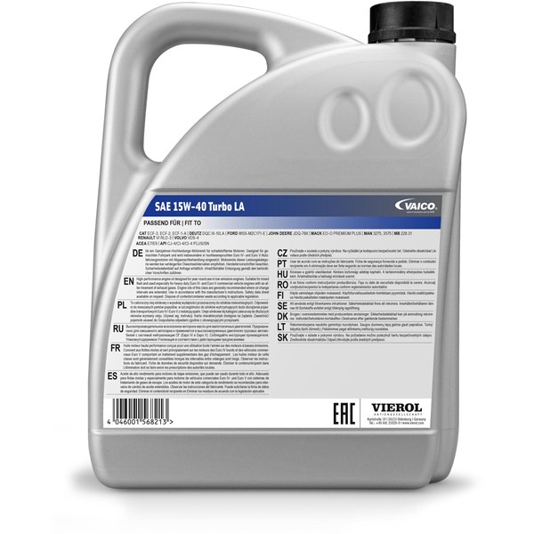MOTOROLJA VAICO SAE 15W-40 Turbo LA E7/E9, 5 Ltr Vaico V60-0145 VAICO MOTOROLJA VAICO SAE 15W-40 Turbo LA E7/E9, 5 Ltr Vaico V60-0145 VAICO