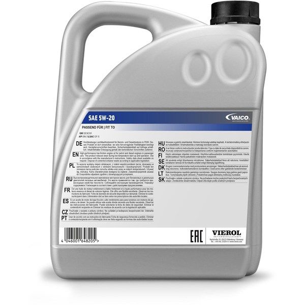 MOTOROLJA VAICO SAE 5W-20, 5 Ltr, Universal MOTOROLJA VAICO SAE 5W-20, 5 Ltr, Universal