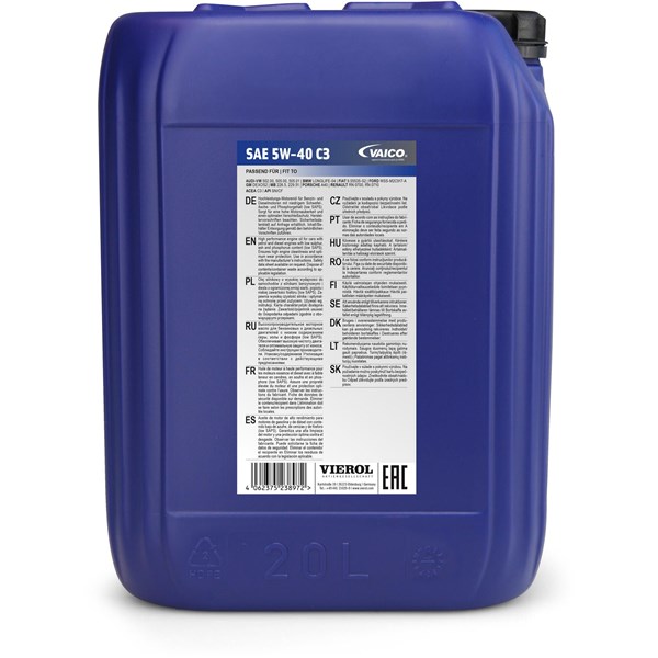 MOTOROLJA VAICO SAE 5W-40 C3, 20 Ltr Vaico V60-0425 VAICO MOTOROLJA VAICO SAE 5W-40 C3, 20 Ltr Vaico V60-0425 VAICO