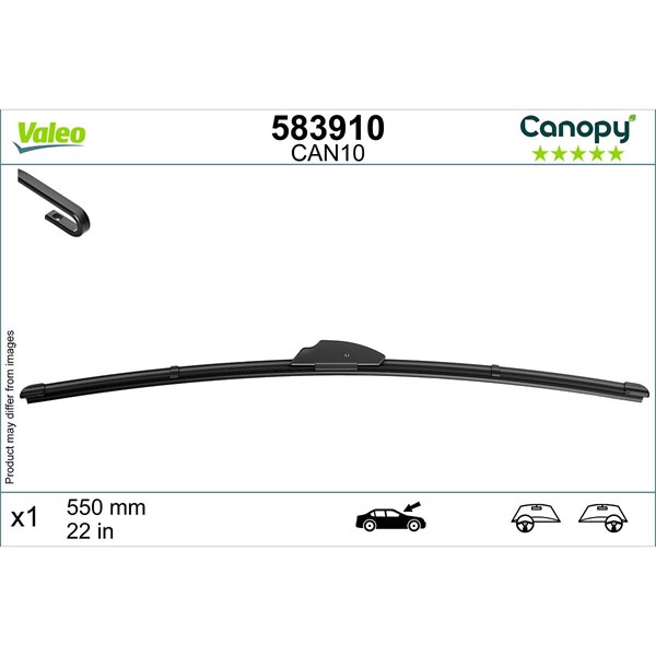 Torkarblad, Förarsida, Mitt, Passagerarsida Valeo 583910 VALEO