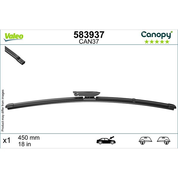 Torkarblad, Förarsida, Passagerarsida Valeo 583937 VALEO