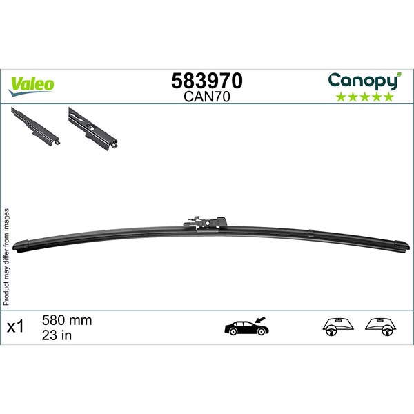 Torkarblad, Förarsida, Passagerarsida Valeo 583970 VALEO