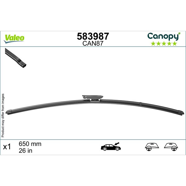Torkarblad, Förarsida, Passagerarsida Valeo 583987 VALEO