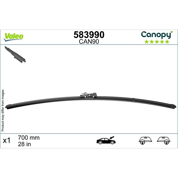 Torkarblad, Förarsida, Passagerarsida Valeo 583990 VALEO