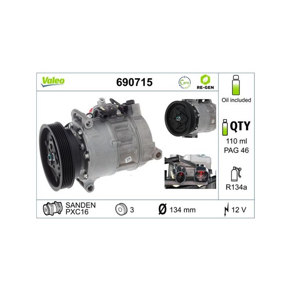 Kompressor, klimatanläggning 12V Valeo 690715 VALEO