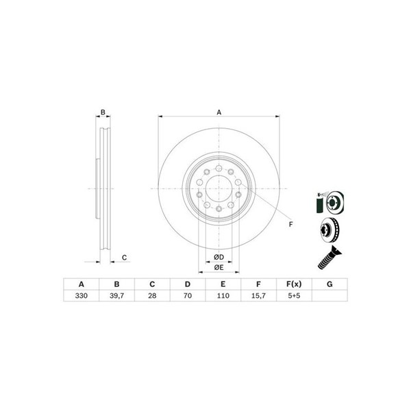 Bromsskiva Ventilerad, Framaxel Bosch 0 986 479 F66 BOSCH