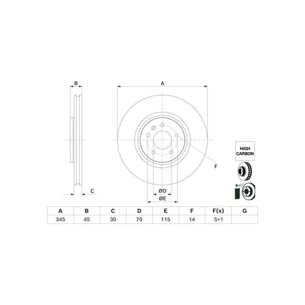 Bromsskiva Ventilerad, Framaxel Bosch 0 986 479 G69 BOSCH