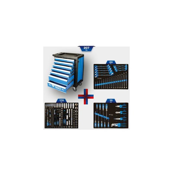 Verktygsskåp med 7 lådor, 207 delar, Universal Ks tools BT153207 KS TOOLS