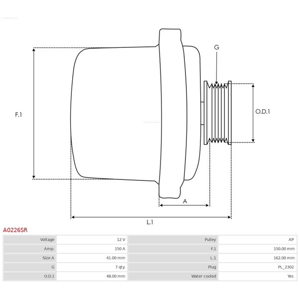 Generator 12V 150A As-pl A0226SR AS-PL