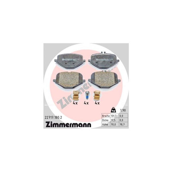 Bromsbeläggsats, Bakaxel Zimmermann 22717.180.2 ZIMMERMANN Bromsbeläggsats, Bakaxel Zimmermann 22717.180.2 ZIMMERMANN