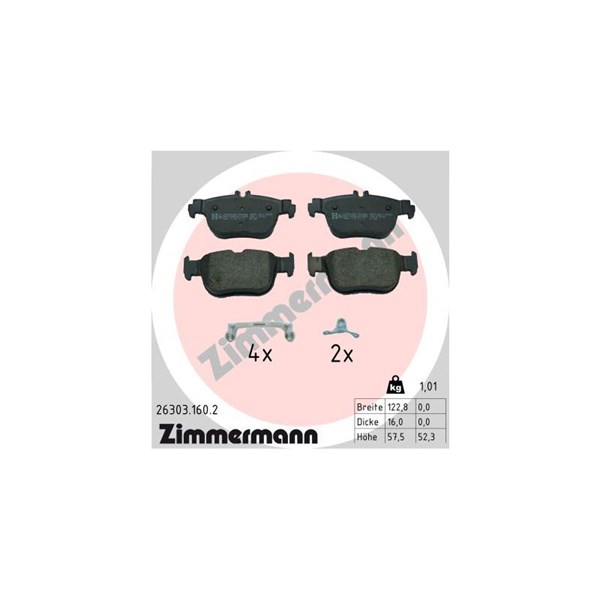 Bromsbeläggsats, Bakaxel Zimmermann 26303.160.2 ZIMMERMANN