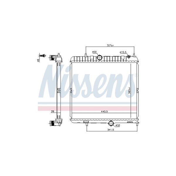 Kylare, motorkylning, Fram, Nedre Nissens 636028 NISSENS