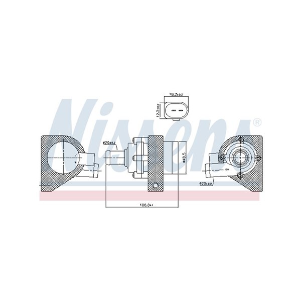 Extra vattenpump 12V Nissens 832110 NISSENS