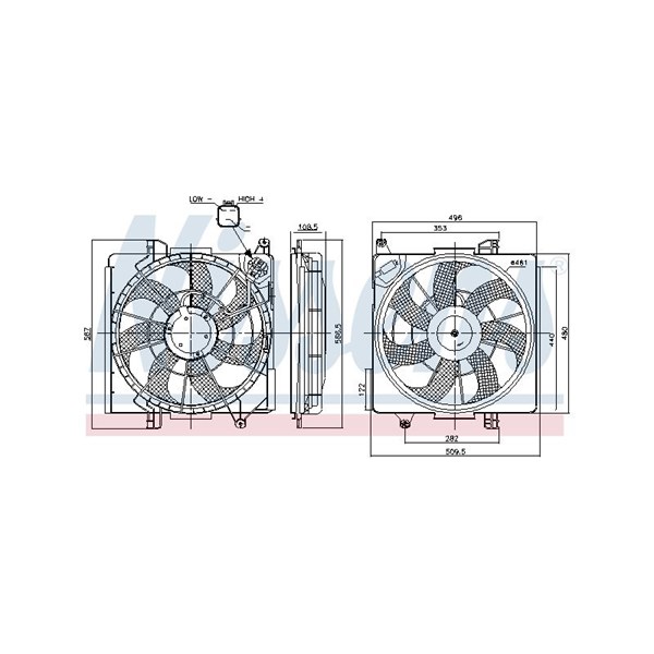 Fläkt, kylare 12V Nissens 850039 NISSENS