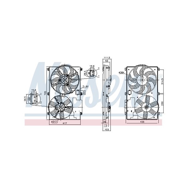 Fläkt, kylare 12V, Höger Nissens 850092 NISSENS Fläkt, kylare 12V, Höger Nissens 850092 NISSENS