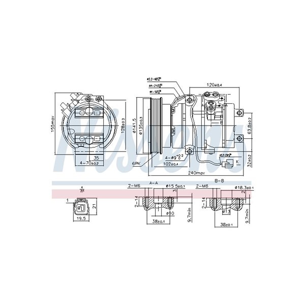 Kompressor, klimatanläggning 12V Nissens 890017 NISSENS
