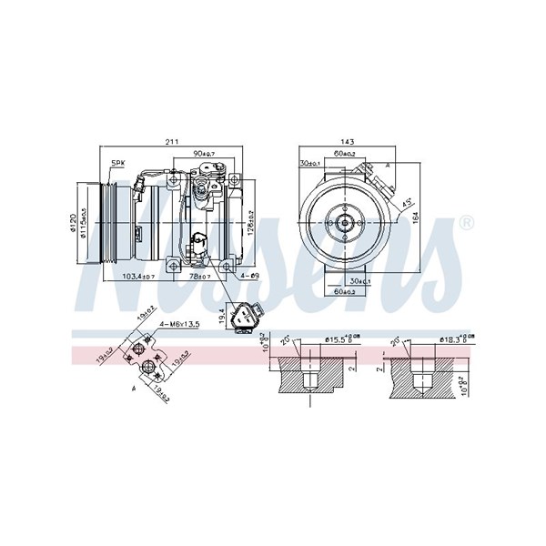 Kompressor, klimatanläggning 12V Nissens 890066 NISSENS