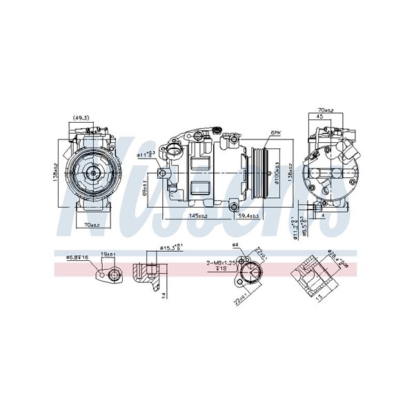 Kompressor, klimatanläggning 12V Nissens 890068 NISSENS
