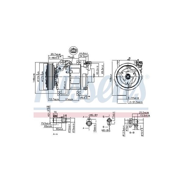 Kompressor, klimatanläggning 12V Nissens 890293 NISSENS