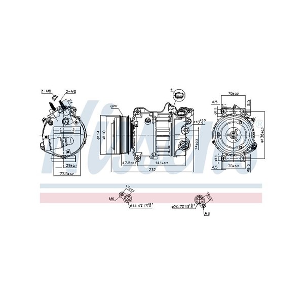 Kompressor, klimatanläggning 12V Nissens 890585 NISSENS